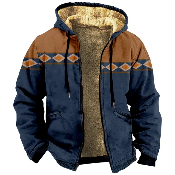 Men's Winter Print Jacket Men's Casual Trend Zipper Hooded Jacket - Image 23