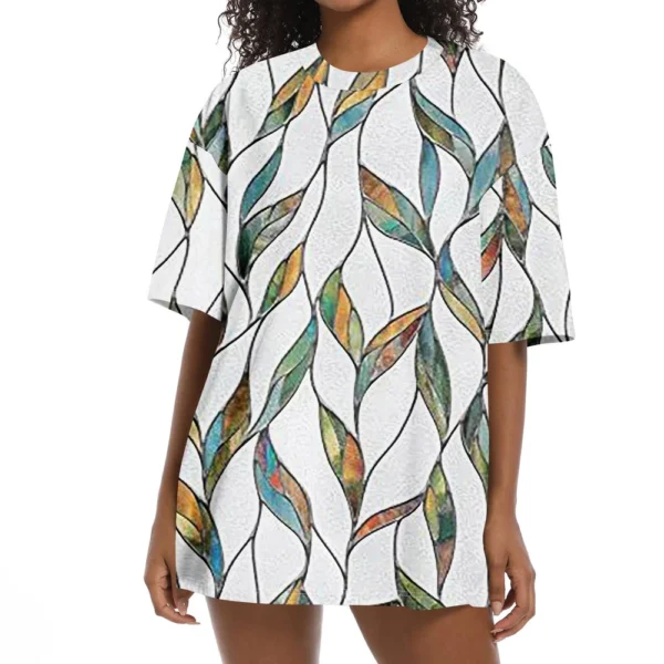 Shirt For Women's Fashion Casual Falling Shoulder Sleeves Round Neck Short - Image 8