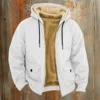 Men's Casual Zippered Pocket Hooded Jacket Men's Solid Color Fashion Warm Jacket - Image 43