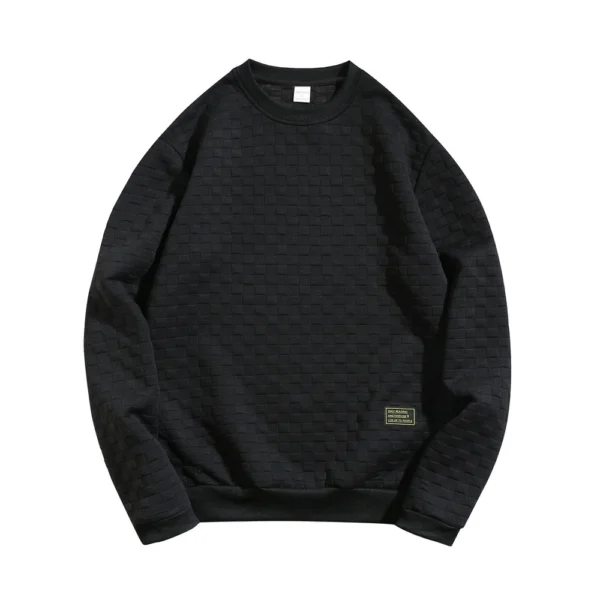 Fall And Winter Men's Hoodie Heavy Plaid Loose Casual Pullover Round Neck Shirt - Image 4