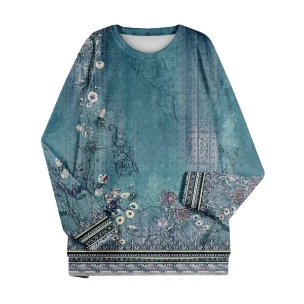 Women's Fashion Casual Round Neck Loose Long Sleeve Retro Printed Sweatshirt - Image 7