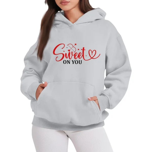 SWEET ON YOU Women's Fashion Casual Pullover Hoodie Valentine's Day Printed - Image 25