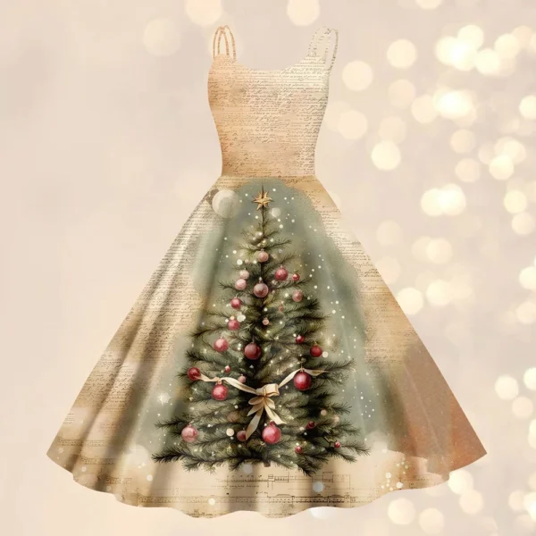 Women's Gothic Cocktail Strapless Christmas Printed Punk Sexy Dress Fashion - Image 13