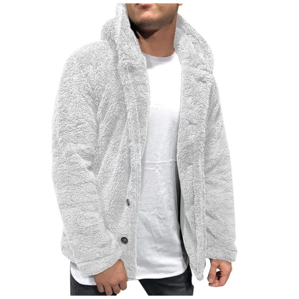 Fall And Winter Men's Solid Color Hooded Fleece Coat Fleece Fashion Trend - Image 20