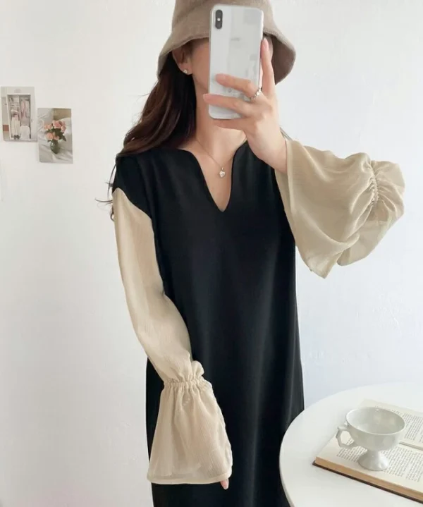 Loose splicing dress long dress - Image 6
