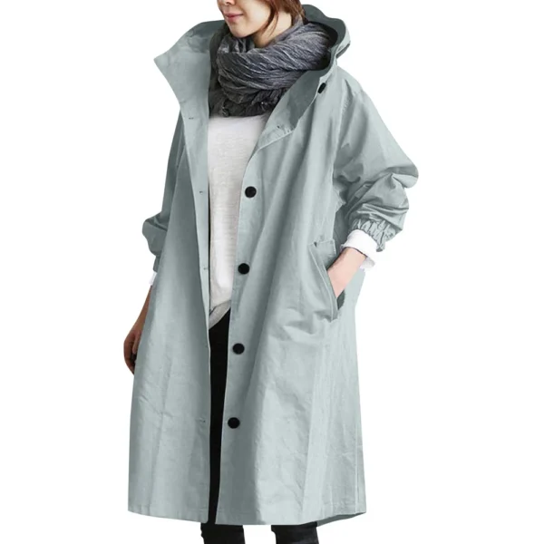 Jacket For Women Casual Plus Size Coat Solid Color Mid Length Windbreaker - Image 7