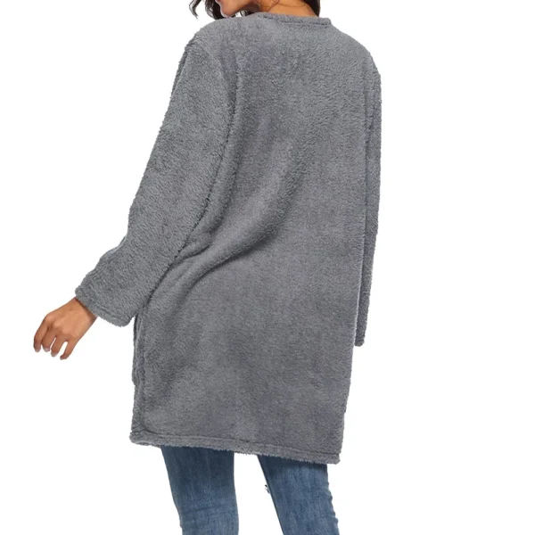 Women's Single-breasted Double-sided Fleece Warm Mid-length Cardigan Jacket - Image 12