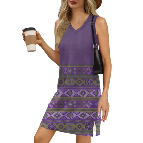 Women's V-neck Summer Casual Beach Vacation Women's Sleeveless Vintage Print - Image 6