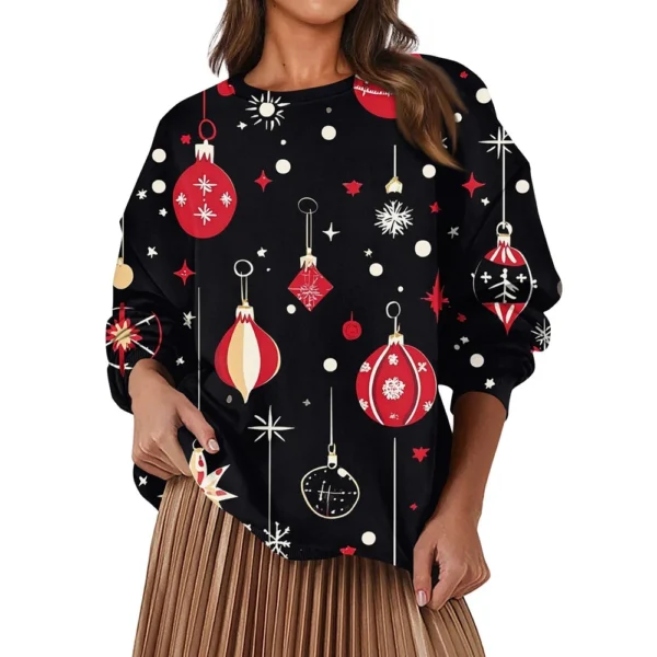 Women's Fashion Casual Round Neck Loose Long Sleeve Solid Color Sweatshirt - Image 10