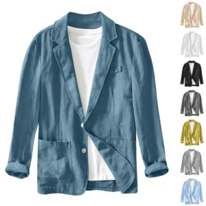 Men's Casual Fashion Jacket Solid Color Long Sleeve Jacket With Pockets