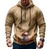 Men's Printed Sweatshirt Hoodie Zipper Arm Pocket Cardigan Men's Sports Large - Image 22