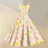 Women's  Casual Fashion Flower Print Sexy Off Shoulder Punk Retro Skirt - Image 33