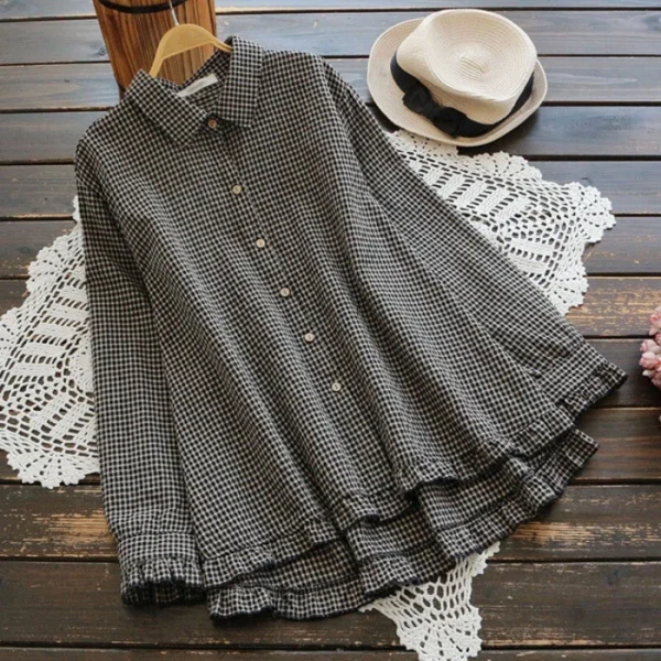 Loose cotton and linen on blouse shirt - Image 4