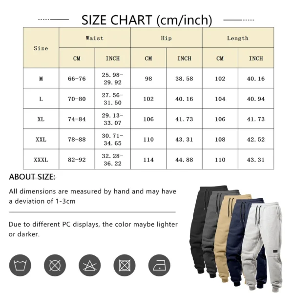 Men's Fleece Active Retro Casual Leg Tied Pants Mens Sweatpants with Pockets - Image 2