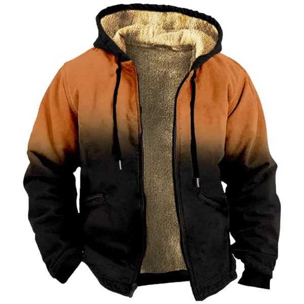 Men's Winter Print Jacket Men's Casual Trend Zipper Hooded Jacket - Image 31