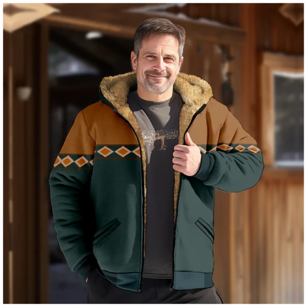 Men's Winter Print Jacket Men's Casual Trend Zipper Hooded Jacket - Image 13