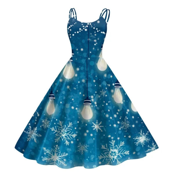 Women's Christmas Printed Punk Fashion Sexy Strapless Dress Gothic Cocktail - Image 20