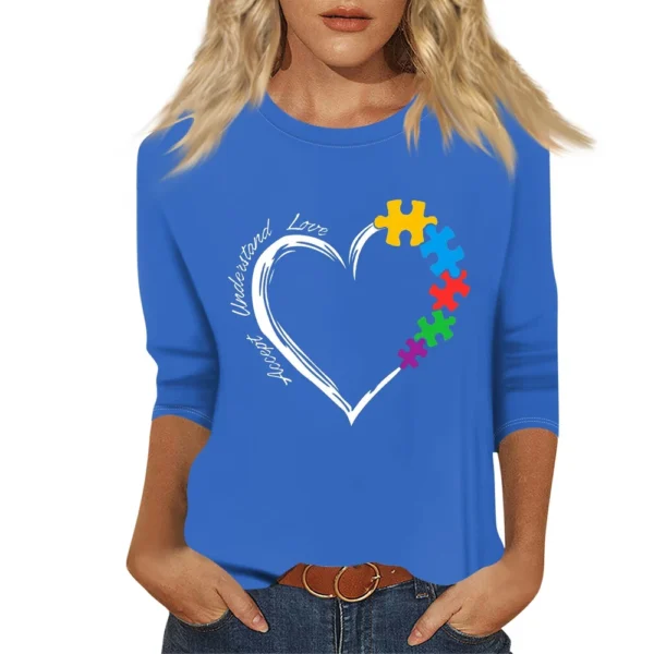 Women's Basic Printed Fashion Casual Easter Plus Size Tops 3/4 Sleeve Pullover - Image 5