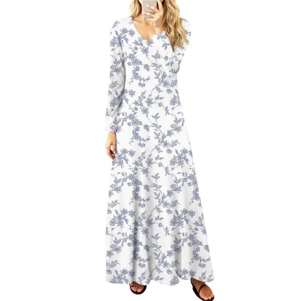 Women's Casual Fashion Long Sleeve Graphic Printed Vintage Long Dresses Fall - Image 3