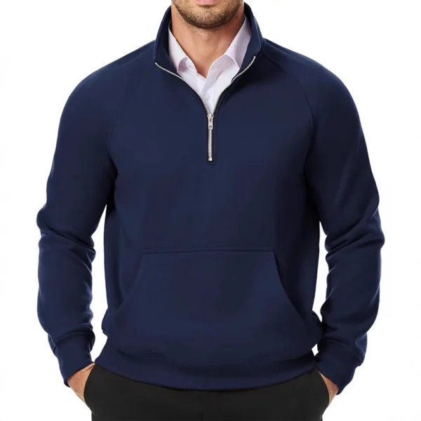 Sports Casual Hoodie Long Sleeve 1/4 Zip Coat For Men - Image 22