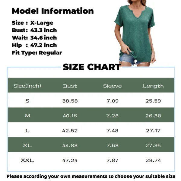 Plus Size V Neck T Shirts Women Short Sleeve Tops Casual T shirts Loose Fit Tee - Image 2