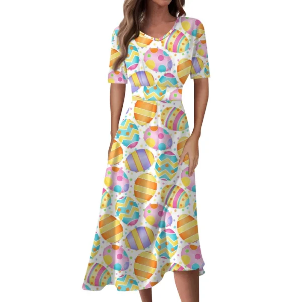 Women's Easter Loose Casual Sundresses Dresses Fashion Summer Printed Dress - Image 29