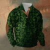 Knit Printed 3 Button - Corduroy Men's Standing Collar Pocket Sweatshirt - Image 34
