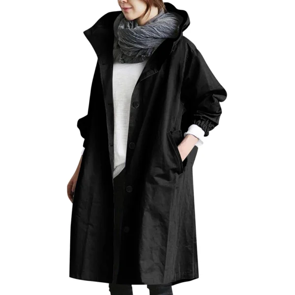 Jacket For Women Casual Plus Size Coat Solid Color Mid Length Windbreaker - Image 20