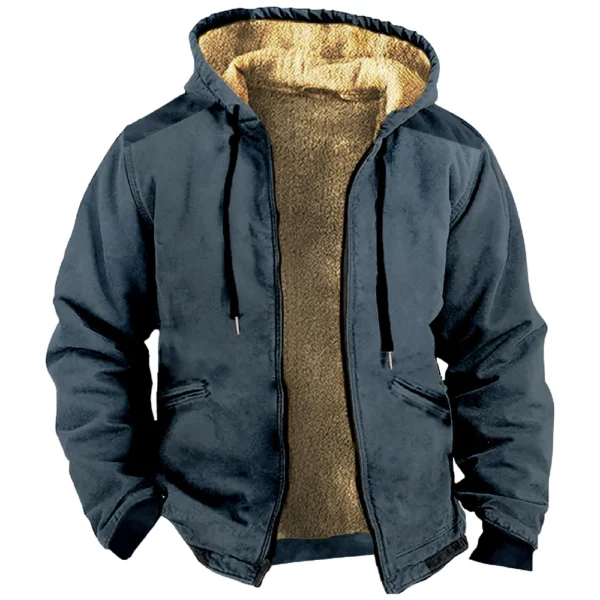 Men's Winter Print Jacket Men's Casual Trend Zipper Hooded Jacket - Image 2