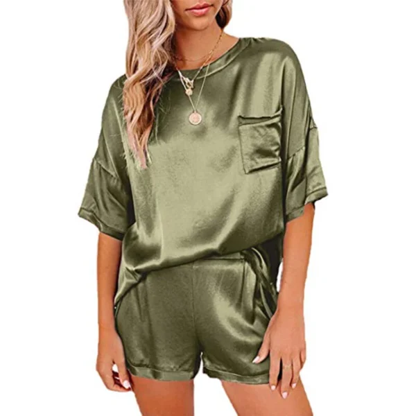 Set Solid Color Short Sleeve Short T-Shirt Pants Loose Casual Set - Image 29