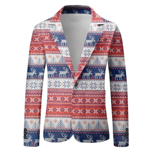 Unisex Winter Christmas Prints Suit Jackets Unisex Casual Fashion Button Jackets - Image 5
