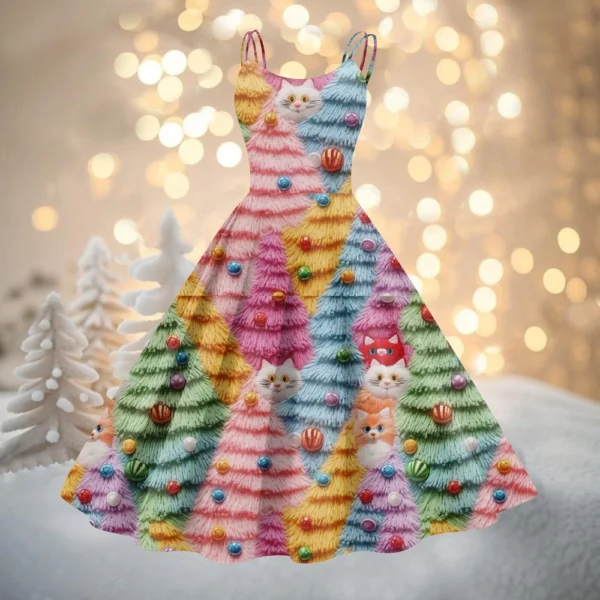 Women's Fashion Christmas Printed Sexy Strapless Gothic Cocktail Dress Punk, - Image 28
