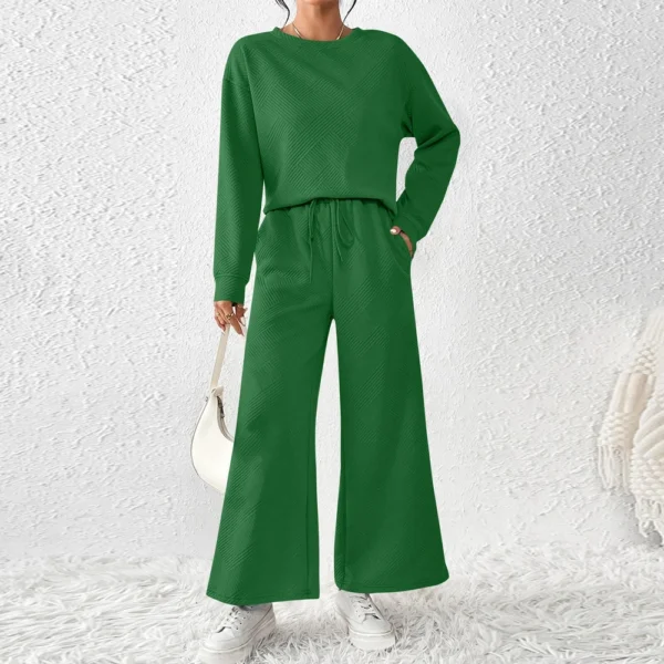 Women's Solid Color Temperament Casual Loose Textured Drawstring Elastic Waist - Image 22