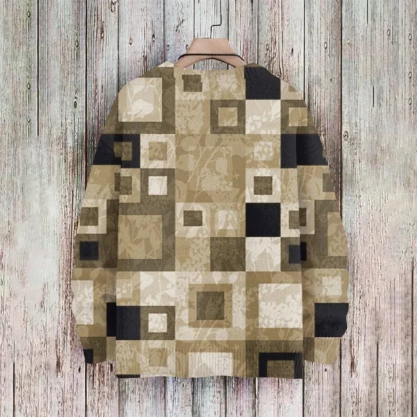 Men'S Printed Synthetic Sweater Round Neck Sportswear Loose Long Sleeved Top - Image 11