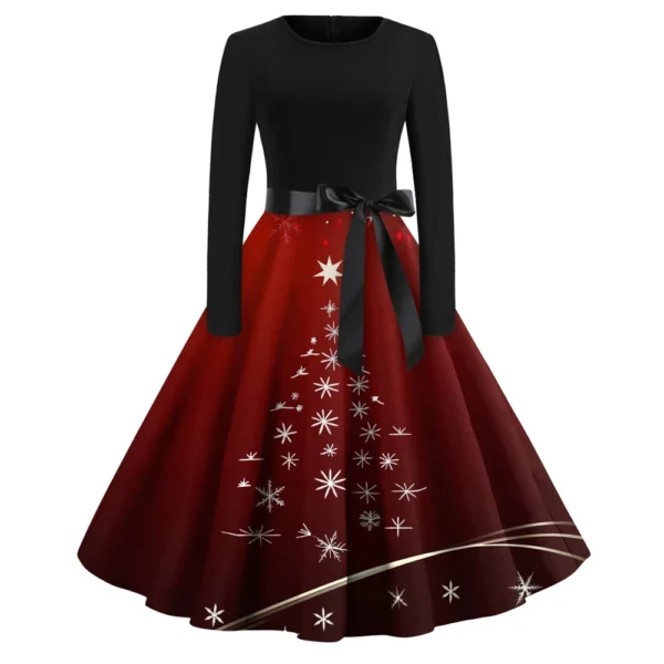 Women's Casual And Fashionable Round Neck Printed Vintage Dress - Image 32