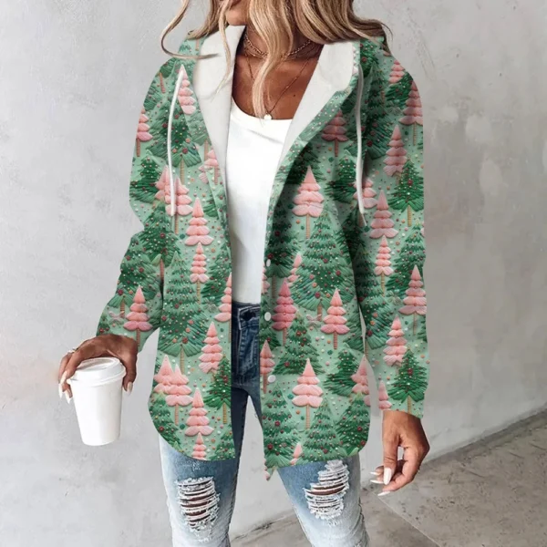 Women's Coat Casual And Fashionable Composite Thick And Warm Printed Hooded - Image 19