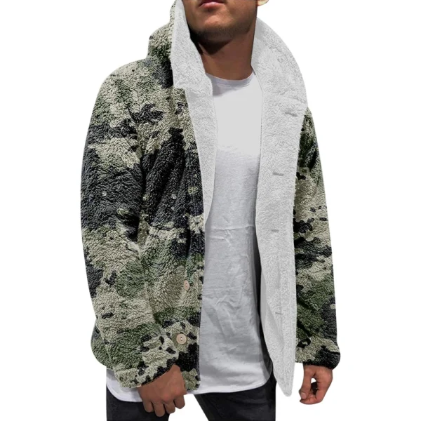 Men'S Winter Zipper Hooded Fleece Sweatshirt With Patch Pocket Casual Jacket - Image 3