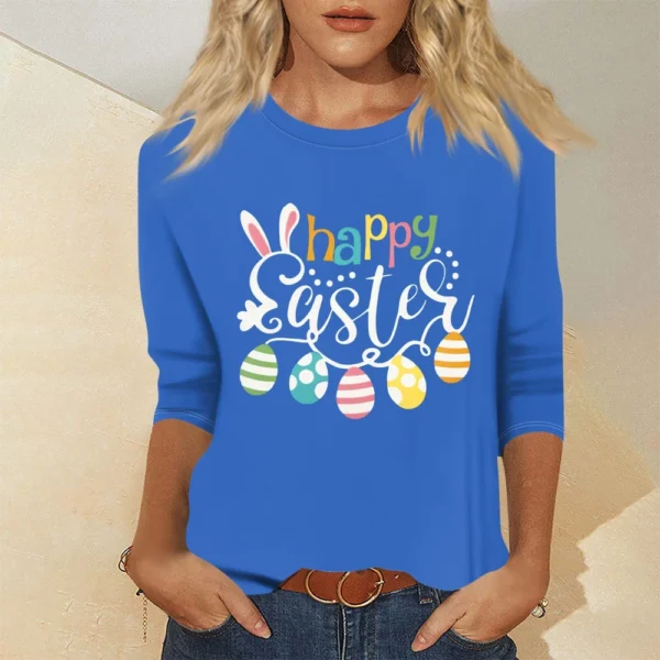 Women's Basic Printed Tops Plus Size 3/4 Sleeve Fashion Easter Casual Pullover - Image 28