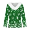 Women's V Neck Christmas Party Top Fleece Collar Shirt Long Sleeve T Shirt - Image 12