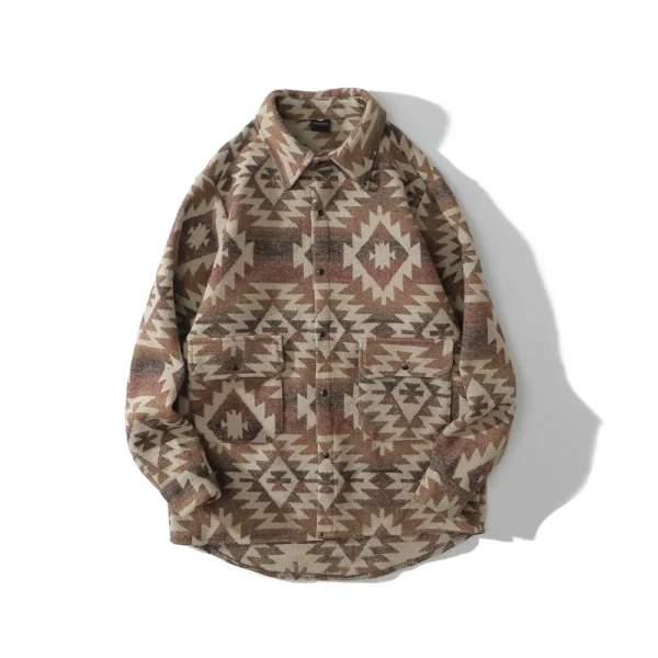 Retro Ethnic Long Sleeved Shirt Men'S Street Loose Fashion Jacket - Image 22