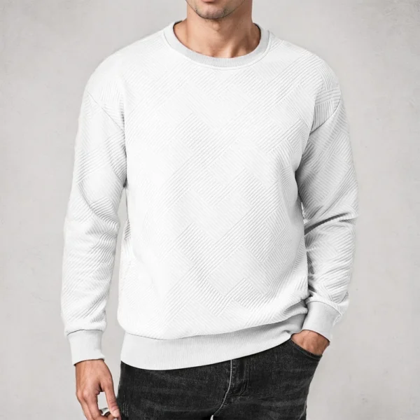 Men's Crewneck Sweatshirt Casual Long Sleeve Geometric Textured Sweatshirt - Image 34