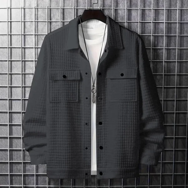 Men's casual jacquard loose coat shirt - Image 3
