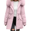 Women's Casual Warm Versatile Large Collar Solid Color Thickened Cotton Coat - Image 2