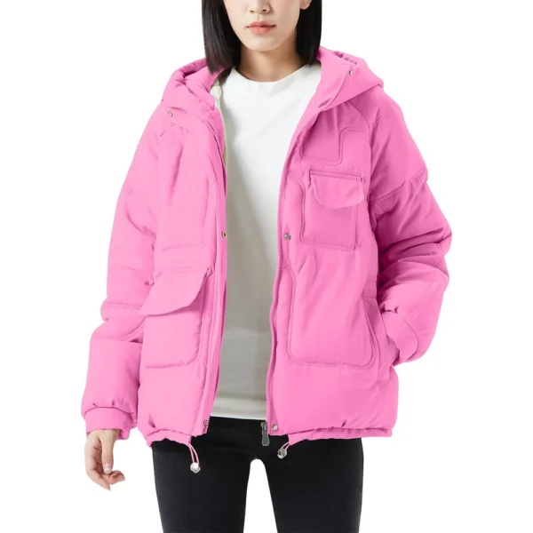 Women's Casual Warm Versatile Large Collar Solid Color Thickened Cotton Coat - Image 2