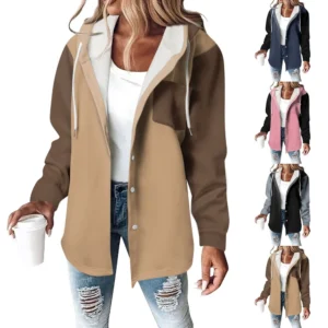 Women's Coat Casual And Fashionable Composite Thick And Warm Printed Hooded