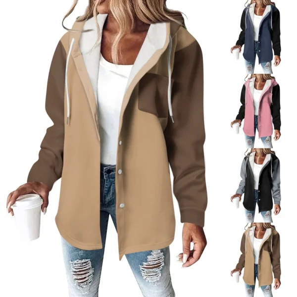 Women's Coat Casual And Fashionable Composite Thick And Warm Printed Hooded