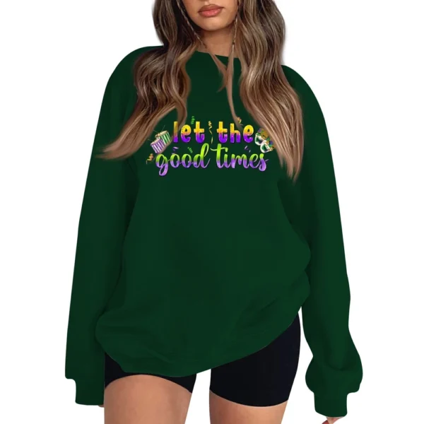 Women's Casual Fashion Carnival Print Long Sleeve O-Neck Sweatshirts Pullover - Image 10