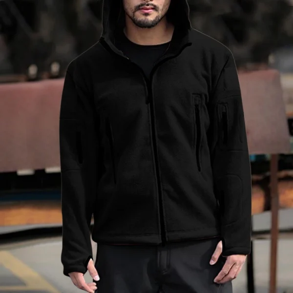 Men's Outdoor Warm Bladder Fleece Cold Proof Charge Coat Hood Jacket - Image 16