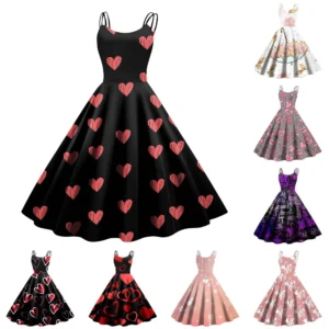 Christmas Ladies Casual Fashion Flower Print Sexy Off Shoulder Punk Retro Skirt