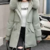 Women's Casual Warm Versatile Large Collar Solid Color Thickened Cotton Coat - Image 25